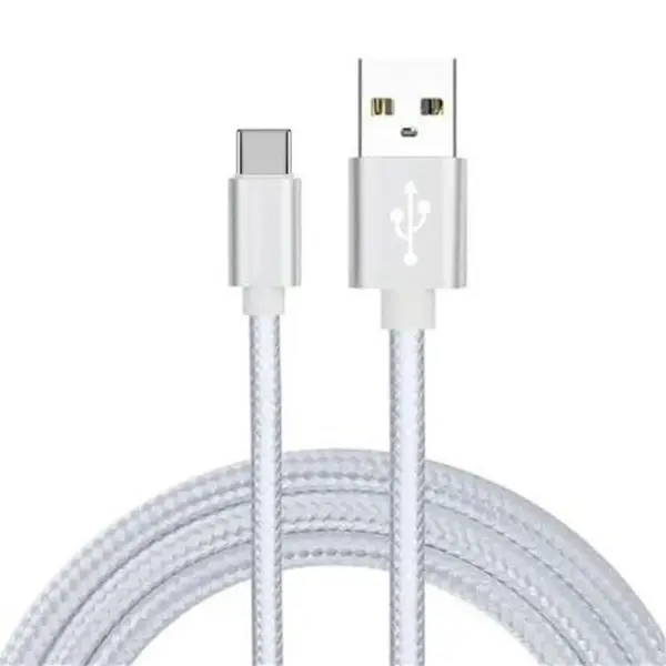 CABLE USB-C ALUMINIO TRENZADO MÓVIL TABLET TIPO C 1m PLATA NYLON