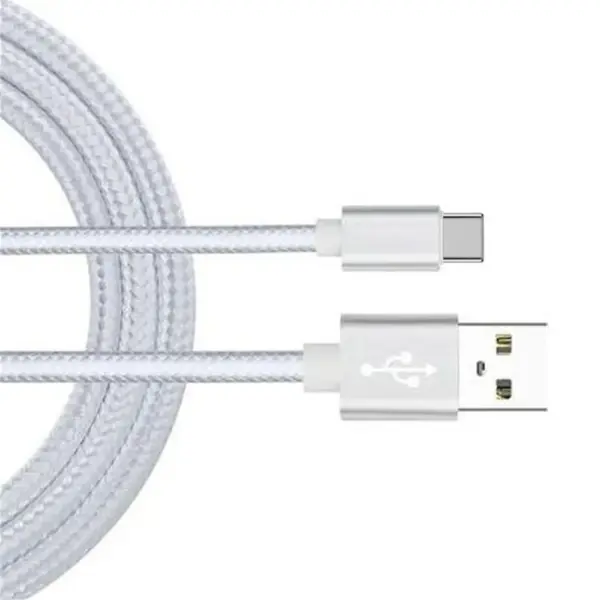 CABLE USB-C ALUMINIO TRENZADO MÓVIL TABLET TIPO C 1m PLATA NYLON - Imagen 2