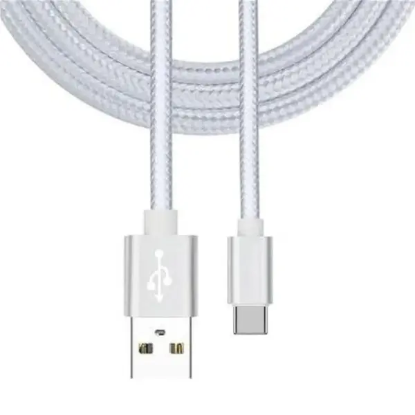CABLE USB-C ALUMINIO TRENZADO MÓVIL TABLET TIPO C 1m PLATA NYLON - Imagen 3