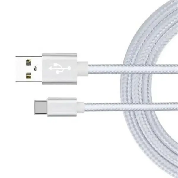 CABLE USB-C ALUMINIO TRENZADO MÓVIL TABLET TIPO C 1m PLATA NYLON - Imagen 4