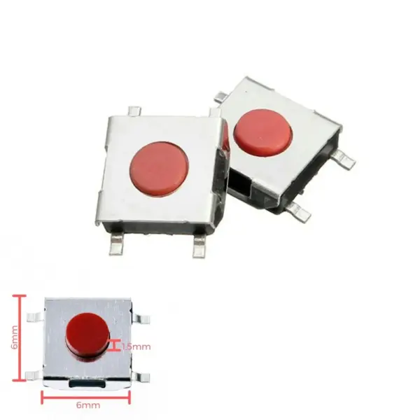 20x Mini pulsador SMD 6.6x2.5mm tactil pcb rojo red touch