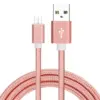CABLE MICRO USB ALUMINIO TRENZADO 1m ROSA NYLON CARGA RAPIDA