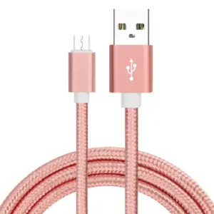 CABLE MICRO USB ALUMINIO TRENZADO 1m ROSA NYLON CARGA RAPIDA