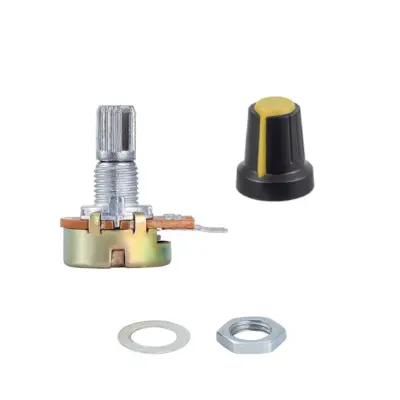 Potenciometro B20K ohm lineal 0,5w 15mm + Perilla AMARILLA
