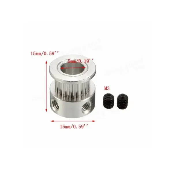 2x Polea Gt2 20 Dientes 6mm Bore Aluminio Pulley Impresora 3d Reprap - Imagen 2