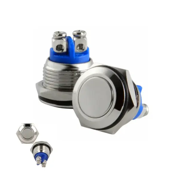 Pulsador de metal acero 16 mm para panel N / A NO 2A 36V