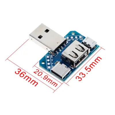 MODULO ADAPTADOR USB MACHO A USB - MICROUSB - TIPO C HEMBRA  2.54MM - Imagen 5