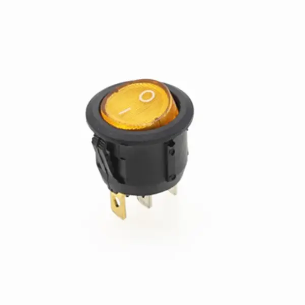 Interruptor On Off Con Luz Amarillo Redondo 20mm Spst 220v 6a