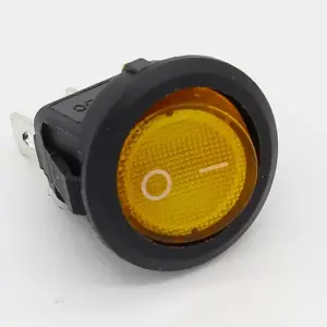 Interruptor On Off Con Luz Amarillo Redondo Rectangular 20mm Spst 12v 20a