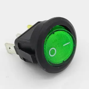 Interruptor On Off Con Luz Verde Redondo Rectangular 20mm Spst 12v 20a Sp