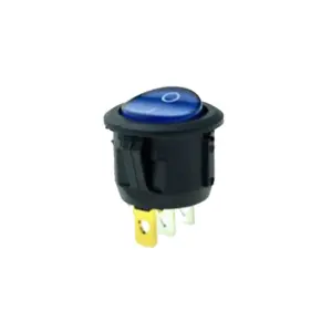 Interruptor On Off Con Luz Azul Redondo 20mm Spst 220v 6a