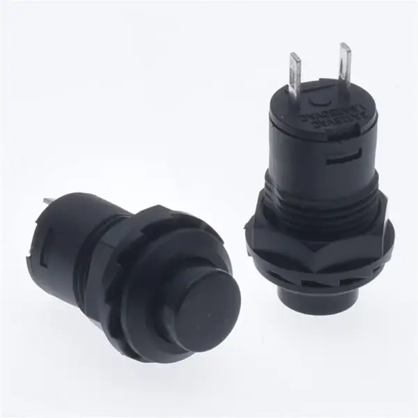 2x Interruptor Negro Redondo 12 Mm Empotrable Boton On Off - Imagen 2