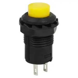2x Pulsador Momentaneo Amarillo Redondo 12mm Empotrable On Off 2 Posiciones