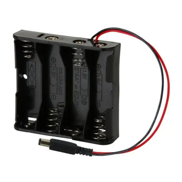 Portapilas  4xAA  4 Pilas LR06 AA conector DC Arduino