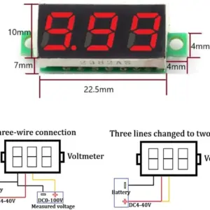 Mini Voltimetro 2,5 -32v Dc 2 Hilos Display Digital Rojo