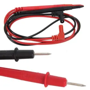 2 Cables Sondas Para Polimetro Multimetro 80cm Puntas Pinza Conector