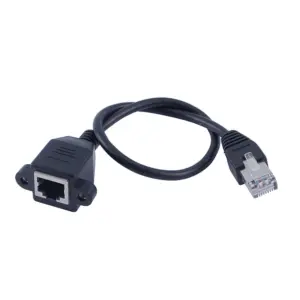 Cable De Extensión De Red Rj45 Lan Ethernet Panel Mount Macho Hembra 20cm