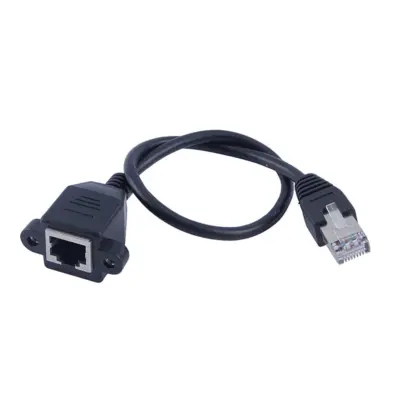 Cable De Extensión De Red Rj45 Lan Ethernet Panel Mount Macho Hembra 20cm