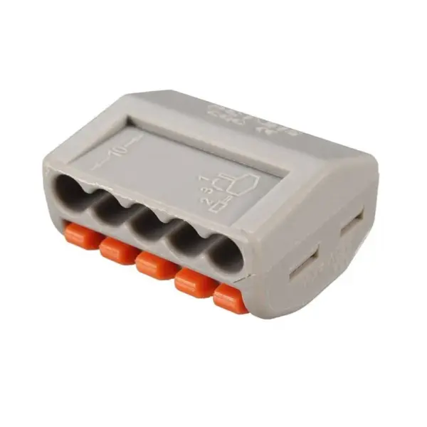 2x Conector Rapido 5 Terminales 32a 4mm 4000v 250v Pines Palanca Wago Pct-215 - Imagen 2