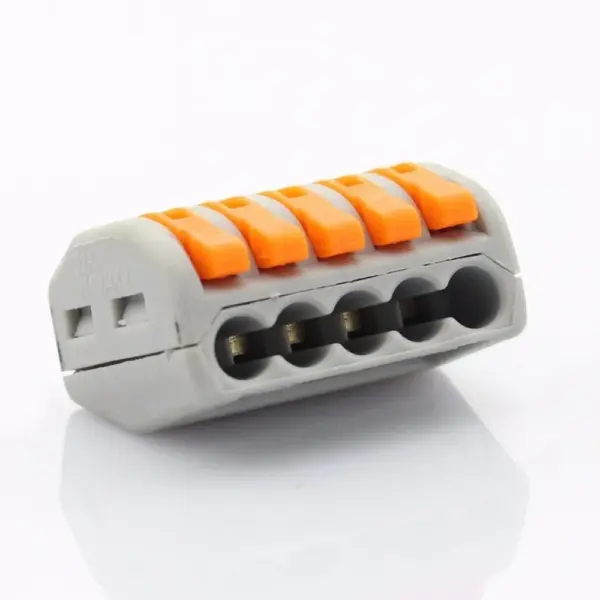 2x Conector Rapido 5 Terminales 32a 4mm 4000v 250v Pines Palanca Wago Pct-215 - Imagen 3