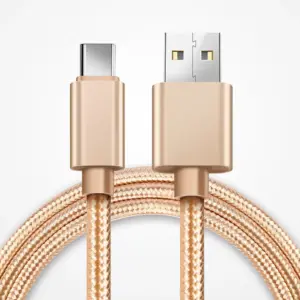 CABLE USB-C ALUMINIO TRENZADO MÓVIL TABLET TIPO C 1m ORO NYLON