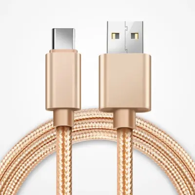 CABLE USB-C ALUMINIO TRENZADO MÓVIL TABLET TIPO C 1m ORO NYLON