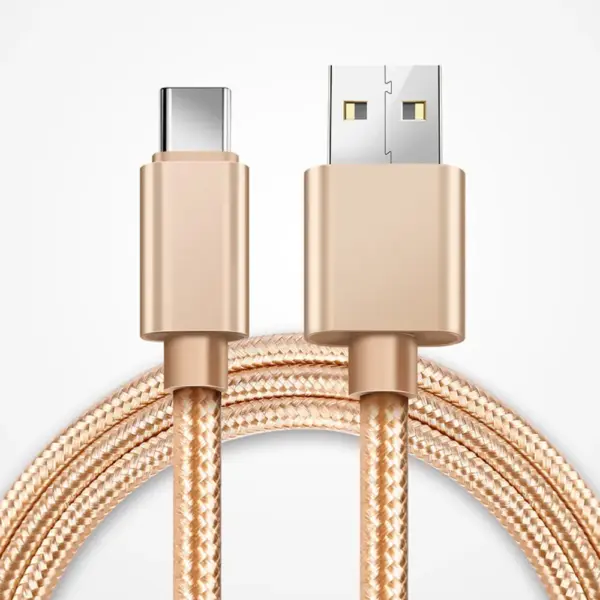 CABLE USB-C ALUMINIO TRENZADO MÓVIL TABLET TIPO C 1m ORO NYLON