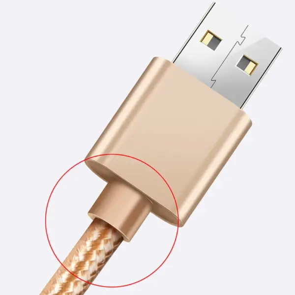 CABLE USB-C ALUMINIO TRENZADO MÓVIL TABLET TIPO C 1m ORO NYLON - Imagen 3
