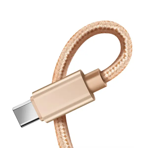 CABLE USB-C ALUMINIO TRENZADO MÓVIL TABLET TIPO C 1m ORO NYLON - Imagen 5