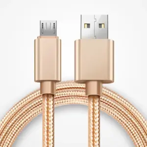 CABLE MICRO USB ALUMINIO TRENZADO 1m ORO NYLON CARGA RAPIDA