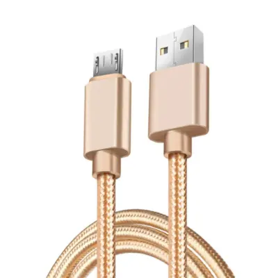 CABLE MICRO USB ALUMINIO TRENZADO 1m ORO NYLON CARGA RAPIDA - Imagen 2