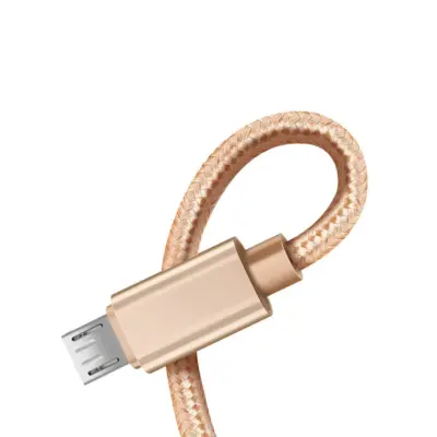 CABLE MICRO USB ALUMINIO TRENZADO 1m ORO NYLON CARGA RAPIDA - Imagen 3