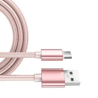 Cable Usb-c Aluminio Trenzado MÓvil Tablet Tipo C 1m Rosa Nylon - Imagen 2