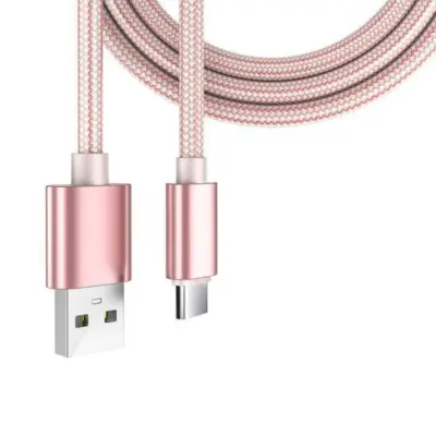 Cable Usb-c Aluminio Trenzado MÓvil Tablet Tipo C 1m Rosa Nylon - Imagen 3