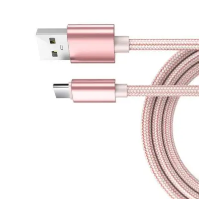 Cable Usb-c Aluminio Trenzado MÓvil Tablet Tipo C 1m Rosa Nylon - Imagen 4