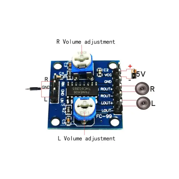 Pam8406 2x5w Dual Channel Audio Stereo Amplifier Cancelacion Ruido - Imagen 2