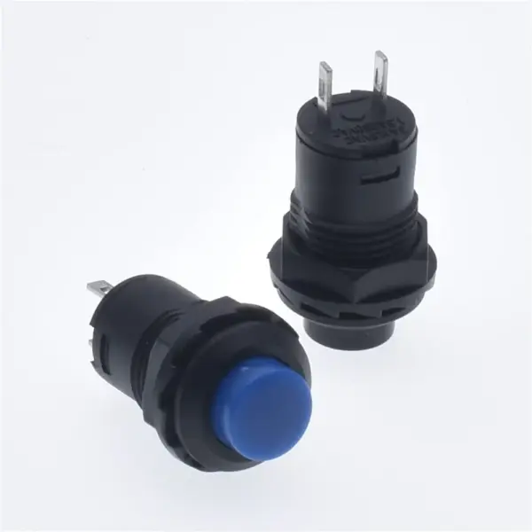 2x Pulsador Momentaneo Azul Redondo 12mm Empotrable Boton On Off 2 Posiciones - Imagen 2