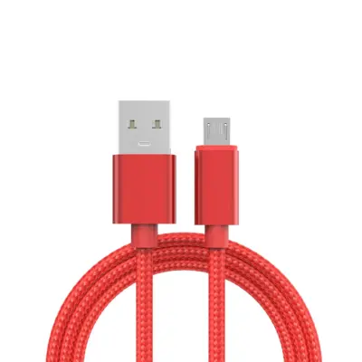 Cable Micro Usb Aluminio Trenzado 1m Rojo Nylon Carga Rapida