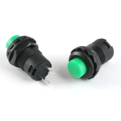 2x Pulsador Momentaneo Verde Redondo 12mm Empotrable On Off 2 Posiciones - Imagen 2