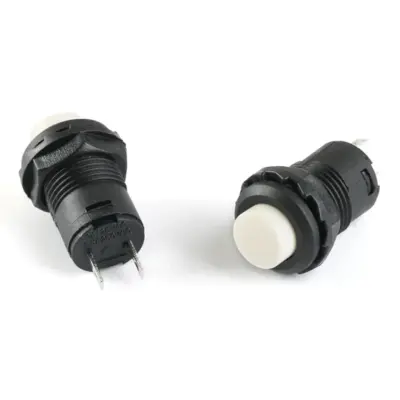 2x Pulsador Blanco Redondo 12mm Empotrable Boton On Off 2 Posiciones - Imagen 3