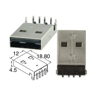 2x Conector Usb Macho Tipo A 90º Pcb Socket - Imagen 4