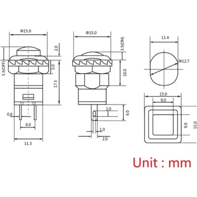 2x Interruptor Verde Redondo 12mm Empotrable Boton On Off - Imagen 4