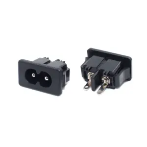 CONECTOR CORRIENTE AC IEC320 C8 CHASIS MACHO 2.5A 250V