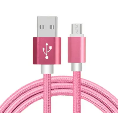 CABLE MICRO USB ALUMINIO TRENZADO MÓVIL TABLET 1m ROSA NYLON