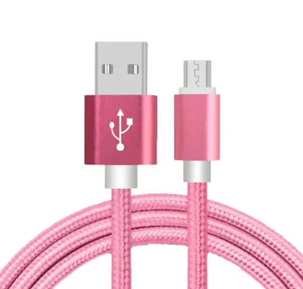 CABLE MICRO USB ALUMINIO TRENZADO MÓVIL TABLET 1m ROSA NYLON