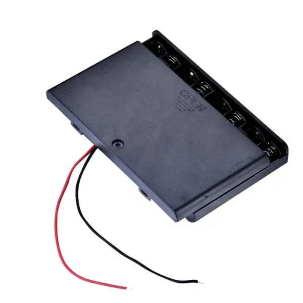 Portapilas 8xAA 12V R6 CON TAPA E INTERRUPTOR - Imagen 5