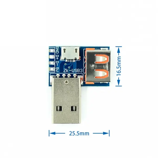 Modulo Adaptador USB macho a USB - microUSB hembra  2.54mm - Imagen 2