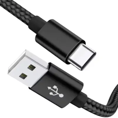 CABLE USB-C ALUMINIO TRENZADO MÓVIL TABLET TIPO C 1M NEGRO NYLON - Imagen 2