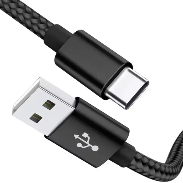 CABLE USB-C ALUMINIO TRENZADO MÓVIL TABLET TIPO C 1M NEGRO NYLON - Imagen 2