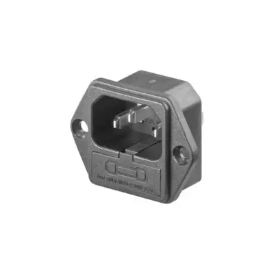 Conector Corriente AC IEC C14 Chasis Macho 10A 250V 3 pines con Portafusible